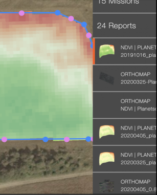 Historical analysis of the vegetation indices. Navigation through the 